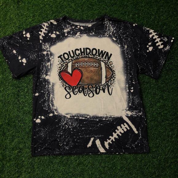 Navy/White Reverse Tie-Dye ‘Touchdown Season’ Graphic Tee - Picture 1 of 3
